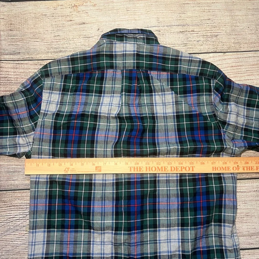 J Crew Classic Fit Plaid Button Down Shirt Mens Size‎ S Blue Green Red Cotton